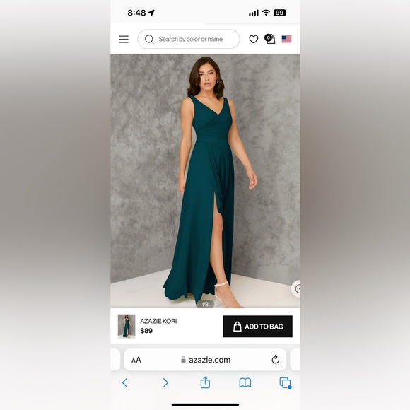 Azazie Kori Bridesmaid Dress - Pine - A12 - Picture 2 of 3